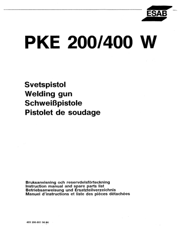 PKE 200 | ESAB PKE 400 Manuel utilisateur | Fixfr