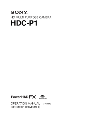 Sony HDC-P1 Mode d'emploi | Fixfr