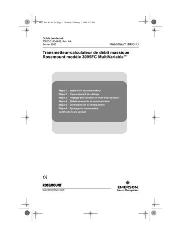 Mode d'emploi | Rosemount 3095FC Transmetteur-calculateur de débit massique Manuel utilisateur | Fixfr