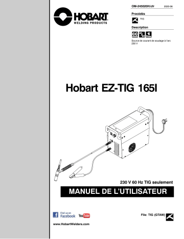 Manuel du propriétaire | HobartWelders EZ-TIG 165I Manuel utilisateur | Fixfr