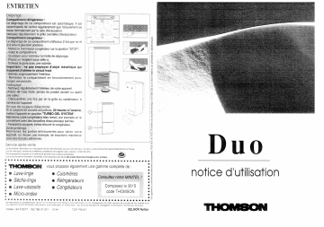 Manuel du propriétaire | Thomson DU32 Manuel utilisateur | Fixfr