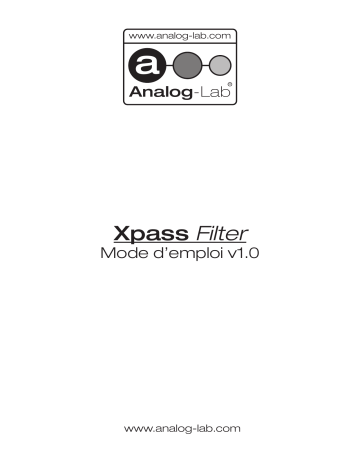 Manuel du propriétaire | ANALOG-LAB XPASS FILTER Manuel utilisateur | Fixfr
