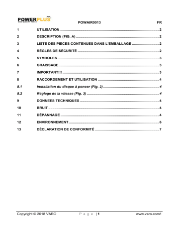 Manuel du propriétaire | Powerplus POWAIR0013 Manuel utilisateur | Fixfr