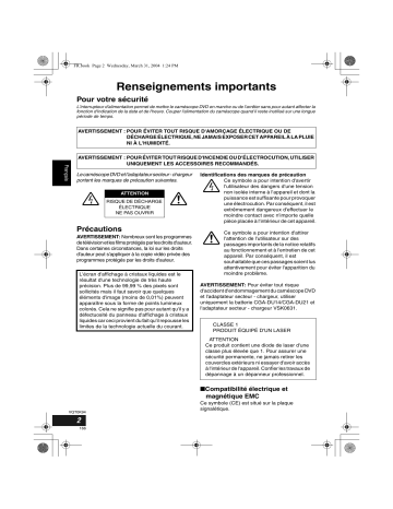 VDR M70 EG | Mode d'emploi | Panasonic VDR M50 EG Manuel utilisateur | Fixfr