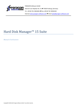 Paragon Software Hard Disk Manager 15 suite Manuel utilisateur