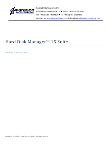 Paragon Software Hard Disk Manager 15 suite Manuel utilisateur | Fixfr