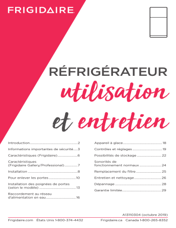 FFTR1835VB | FFHT1814VW | FFHI1835VS | FFHT1835VS | FFTR1835VW | Manuel du propriétaire | Frigidaire FFHT1814VB Manuel utilisateur | Fixfr