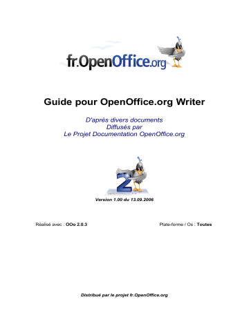 Mode d'emploi | OPEN OFFICE OpenOffice Writer Manuel utilisateur | Fixfr