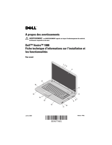 Dell Vostro 1088 laptop Guide de démarrage rapide | Fixfr