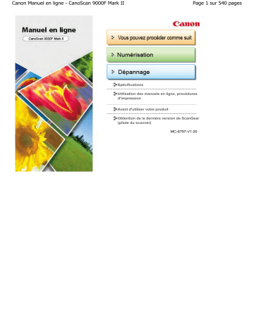 Manuel du propriétaire | Canon CanoScan 9000F Mark II Manuel utilisateur | Fixfr