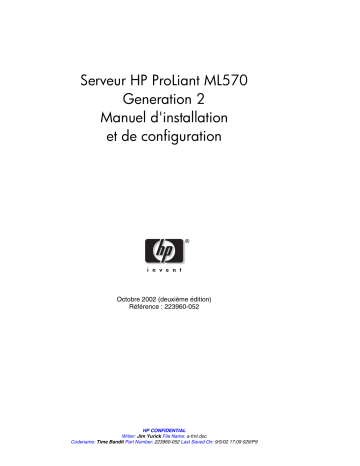 Manuel du propriétaire | HP PROLIANT ML570 G2 SERVER Manuel utilisateur | Fixfr