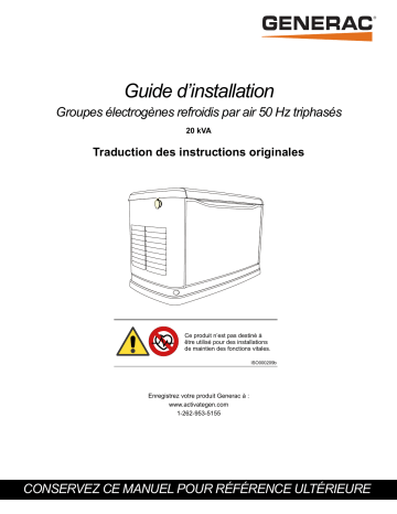 Generac 20 kVA G0071890 Standby Generator Manuel utilisateur | Fixfr