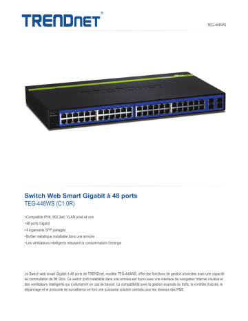 Trendnet TEG-448WS 48-Port Gigabit Web Smart Switch Fiche technique | Fixfr