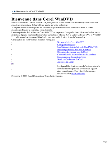 Mode d'emploi | Corel WinDVD 11 Manuel utilisateur | Fixfr