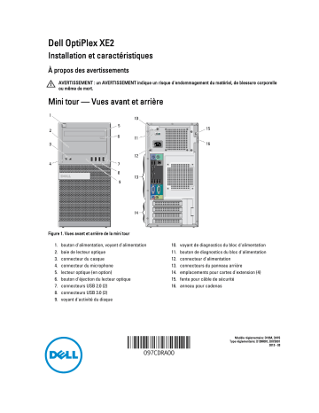 Dell OptiPlex XE2 desktop Guide de démarrage rapide | Fixfr
