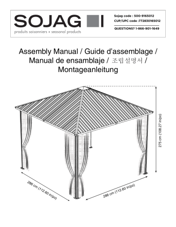 500-9165012 | Mode d'emploi | Sojag 10 ft. x 10 ft. Dakota Gazebo Manuel utilisateur | Fixfr