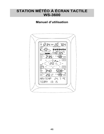 Manuel du propriétaire | La Crosse Technology WS-3600 Manuel utilisateur | Fixfr