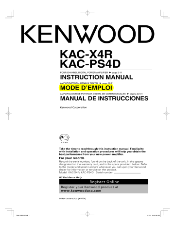 Manuel du propriétaire | Kenwood KAC-PS4D Manuel utilisateur | Fixfr