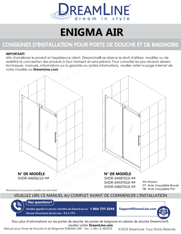 Installation manuel | DreamLine SHDR-64607610-07 Shower Door Guide d'installation | Fixfr