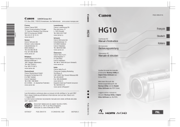 Mode d'emploi | Canon HG10 Manuel utilisateur | Fixfr