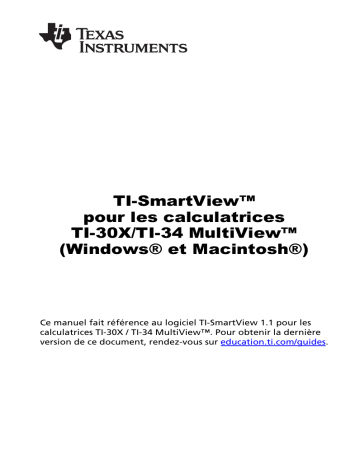 Manuel du propriétaire | Texas Instruments TI-SMARTVIEW Manuel utilisateur | Fixfr