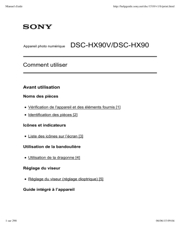 Cyber-Shot DSC HX90V | Sony Cyber-Shot DSC HX90 Manuel utilisateur | Fixfr