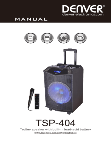 Denver TSP-404 12” Bluetooth trolley speaker Manuel utilisateur | Fixfr