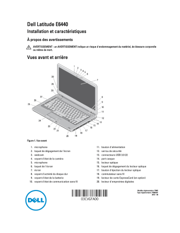 Dell Latitude E6440 laptop Guide de démarrage rapide | Fixfr