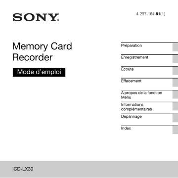 Mode d'emploi | Sony ICD LX30 Manuel utilisateur | Fixfr