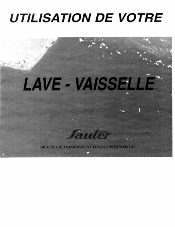 Manuel du propriétaire | sauter LV112 Lave-vaisselle Manuel utilisateur | Fixfr