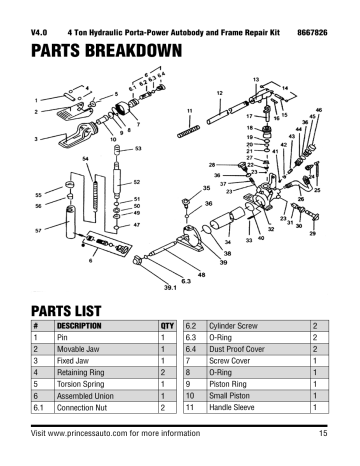 Power Fist 8667826 4 Ton Hydraulic Porta-Power Autobody and Frame Repair Kit Manuel utilisateur | Fixfr