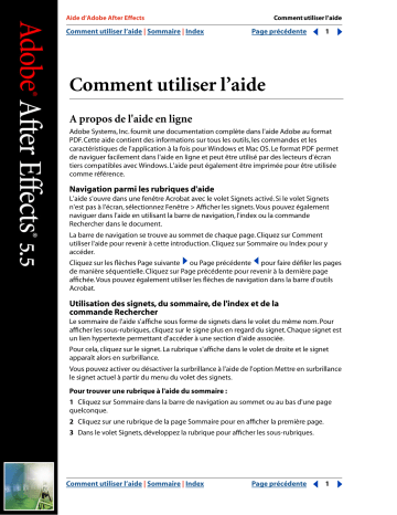 Manuel du propriétaire | Adobe After Effects 5.5 Manuel utilisateur | Fixfr