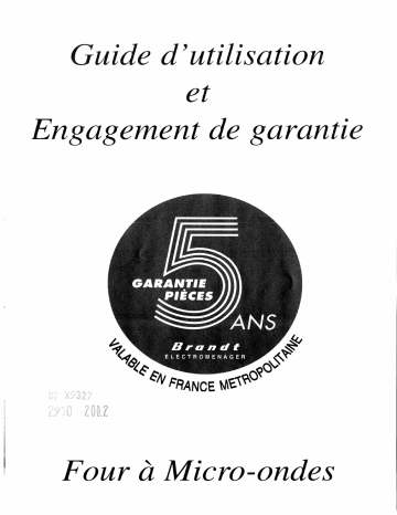 GC926 | Manuel du propriétaire | Brandt GC927 Manuel utilisateur | Fixfr