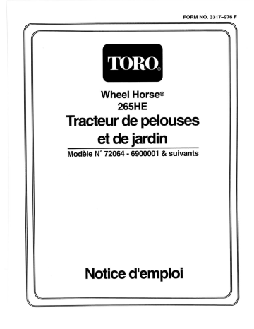 Toro 265-H Lawn and Garden Tractor Riding Product Manuel utilisateur | Fixfr