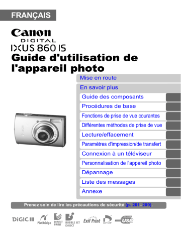Mode d'emploi | Canon IXUS 860 IS Manuel utilisateur | Fixfr
