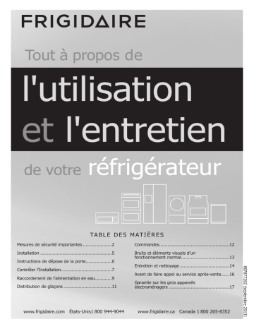 FFHT1814QB | Manuel du propriétaire | Frigidaire FFTR18D2PB Manuel utilisateur | Fixfr