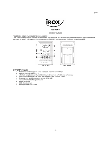 Manuel du propriétaire | Irox EBR505 Manuel utilisateur | Fixfr