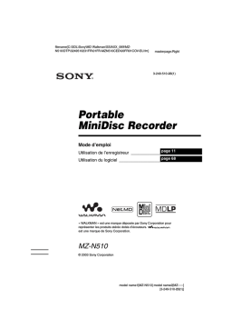 Sony MZ N510 Mode d'emploi