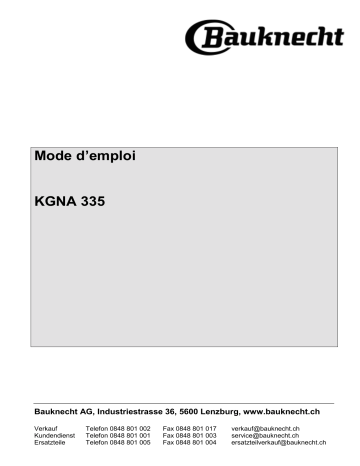 Manuel du propriétaire | Bauknecht KGNA 335 Manuel utilisateur | Fixfr