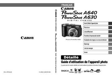 POWERSHOT A630 | Mode d'emploi | Canon POWERSHOT A640 Manuel utilisateur | Fixfr