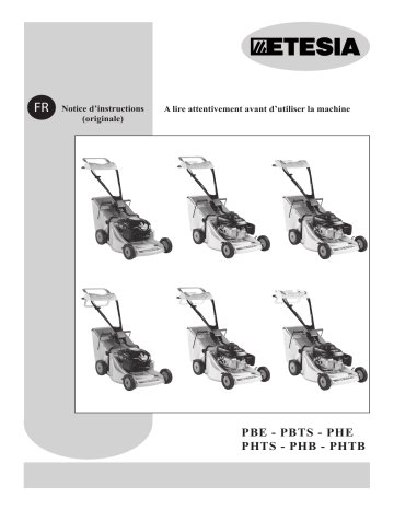 Manuel du propriétaire | Etesia PHB Manuel utilisateur | Fixfr