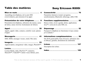 Manuel du propriétaire | Sony Ericsson K600i Manuel utilisateur | Fixfr