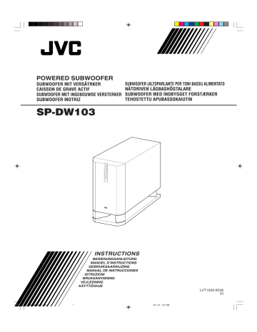 Manuel du propriétaire | JVC SP-DW103 Manuel utilisateur | Fixfr