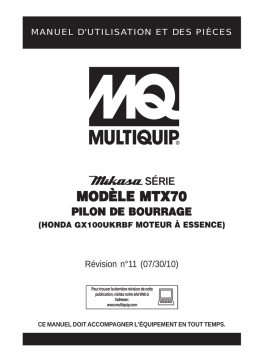 MQ Multiquip MTX70 Manuel utilisateur