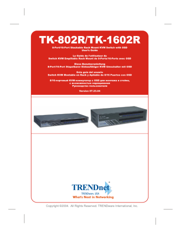 Trendnet TK-1602R 16-Port PS/2 Rack Mount KVM Switch Manuel utilisateur | Fixfr