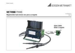 Gossen MetraWatt METRISO PRIME Operating instrustions