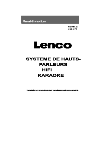 Manuel du propriétaire | Lenco XBB-070 Manuel utilisateur | Fixfr