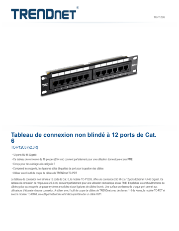 Trendnet TC-P12C6 12-Port Cat. 6 Unshielded Patch Panel Fiche technique | Fixfr