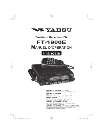 Manuel du propriétaire | YAESU FT-1900E Manuel utilisateur | Fixfr