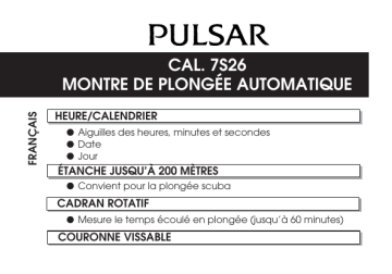 Mode d'emploi | Pulsar 7S26 Manuel utilisateur | Fixfr